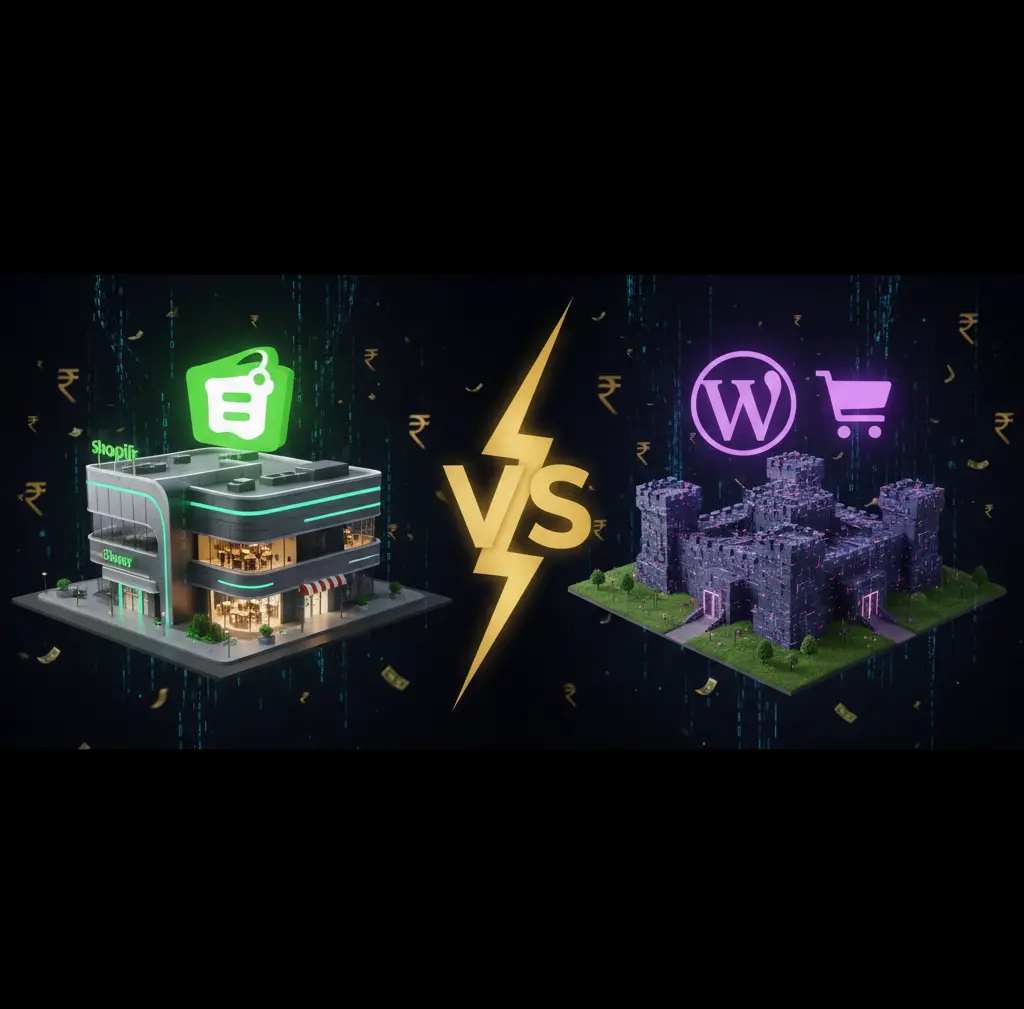 Shopify vs WordPress WooCommerce comparison 2026 for Indian e-commerce startups.